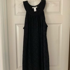 Laundry black crochet eyelet lace halter dress